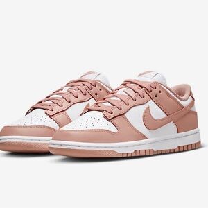 Women’s Nike Pink and White Dunk Low Sneakers